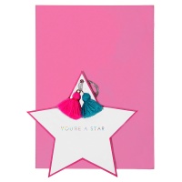 Star Shaped Greeting Card with Coloured Tassels By Meri Meri